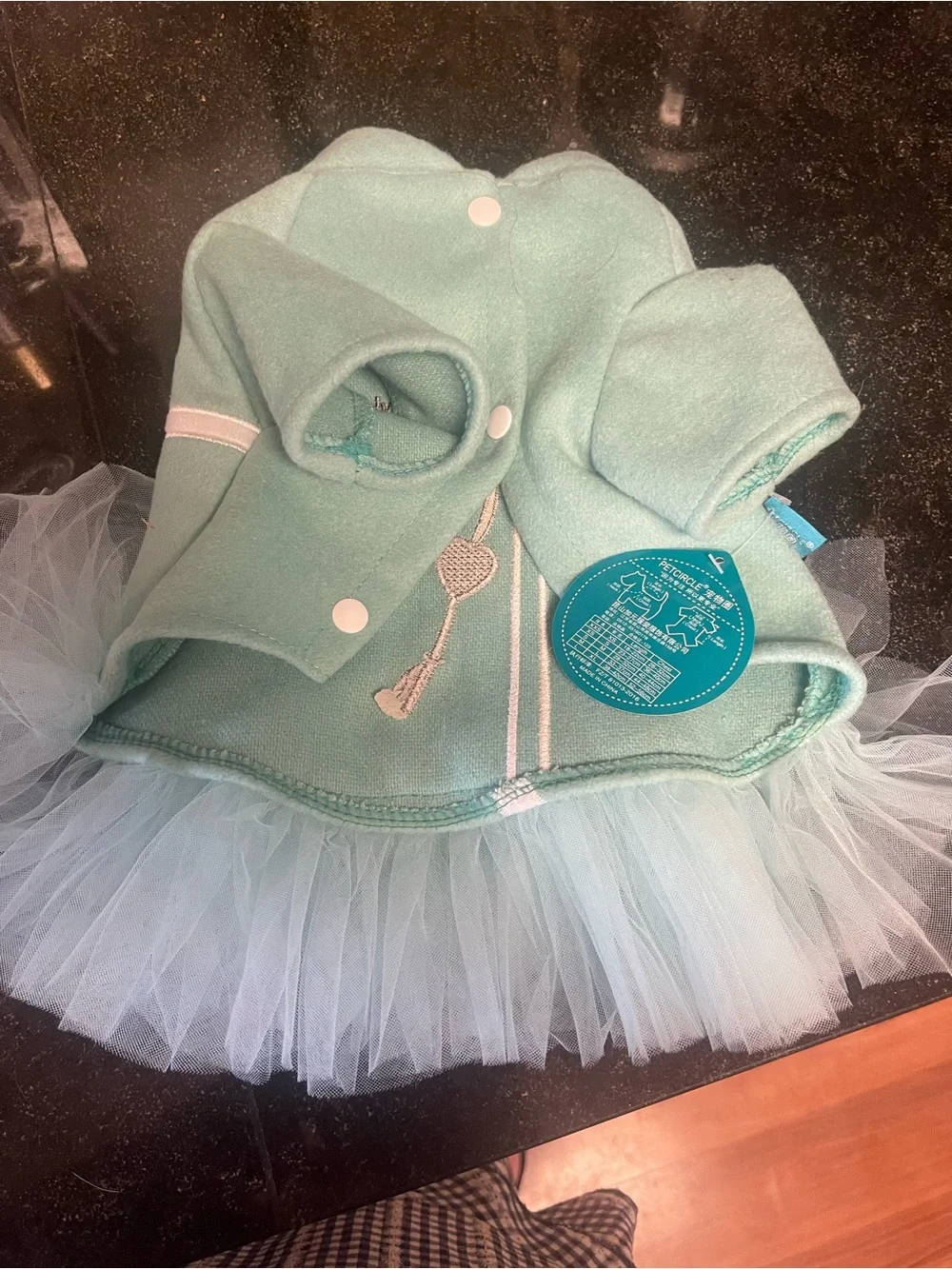 Pet Circle Mint Tulle Dog Dress with Bow